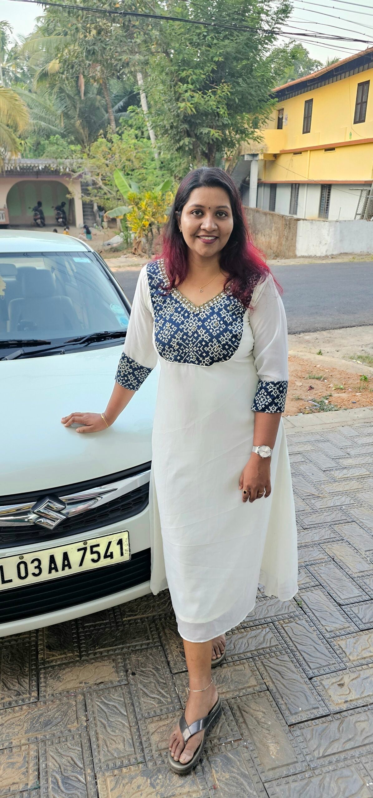 ‘Hima’ Off White Georgette Mashru Yoke Kurti – Jhanvi Fashions image 1