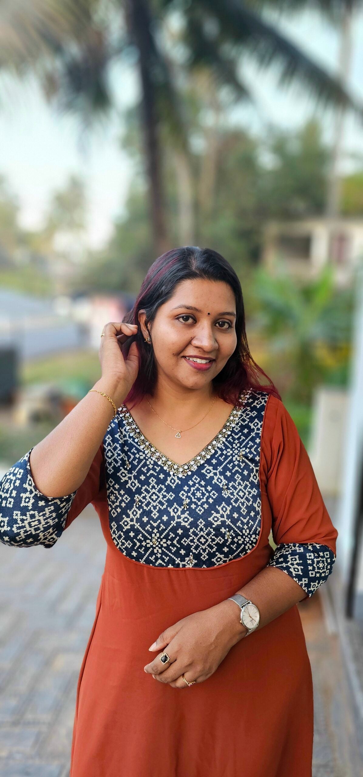 ‘Hima’ Rustic Georgette Mashru Yoke Kurti – Jhanvi Fashions image 0