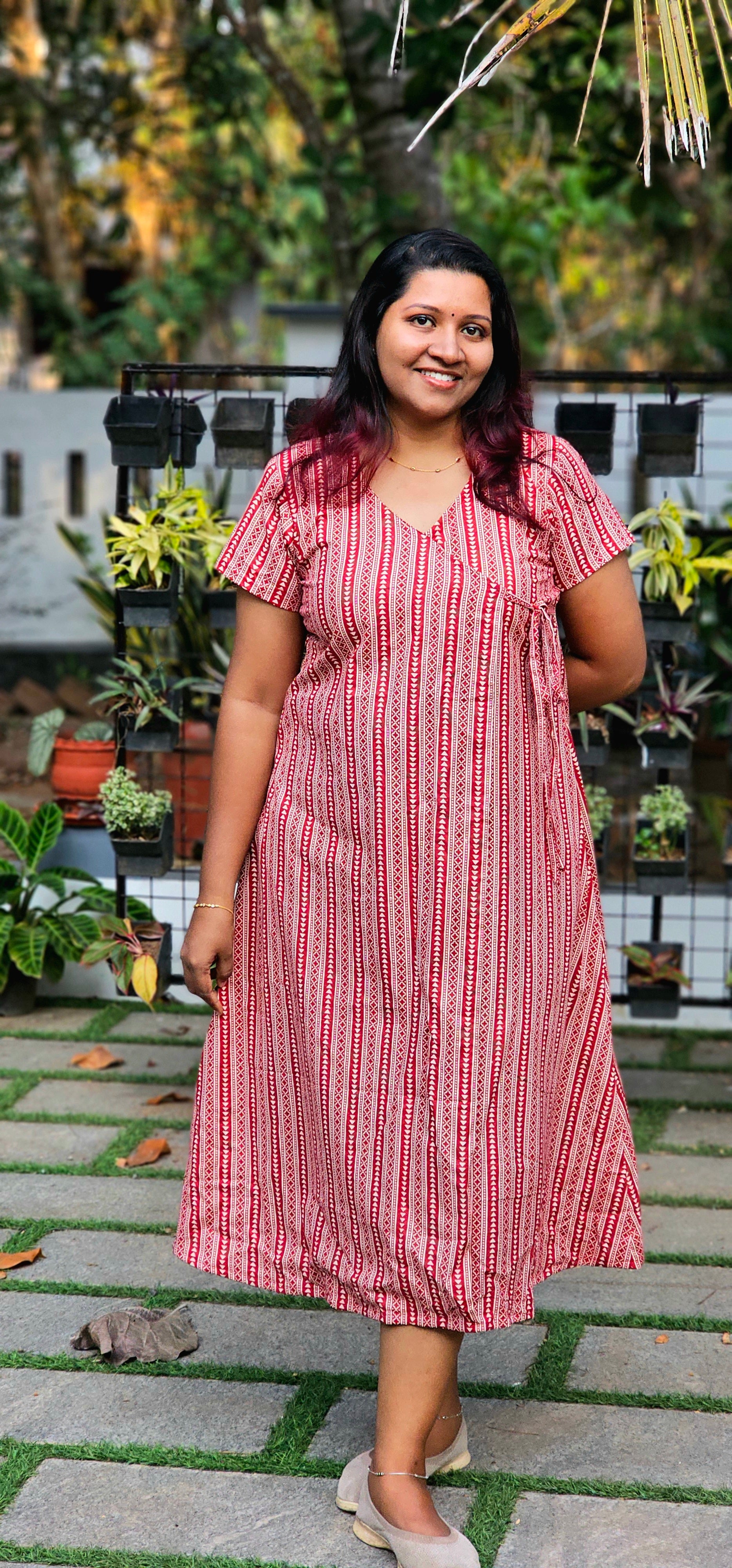 Mili  linear print cotton wrap kurti