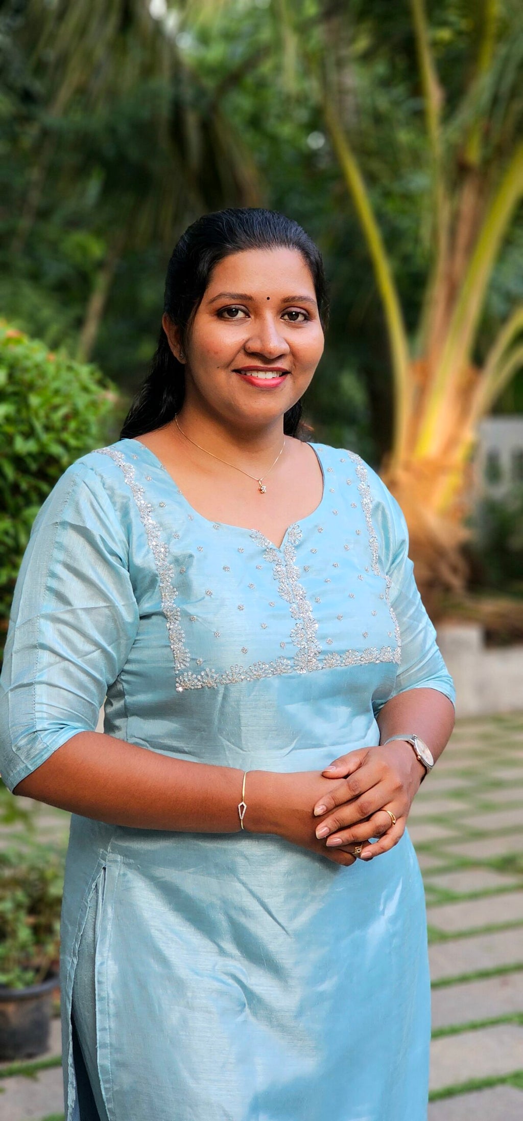 Handworked Vichithra Silk Top Bottom Set image 1