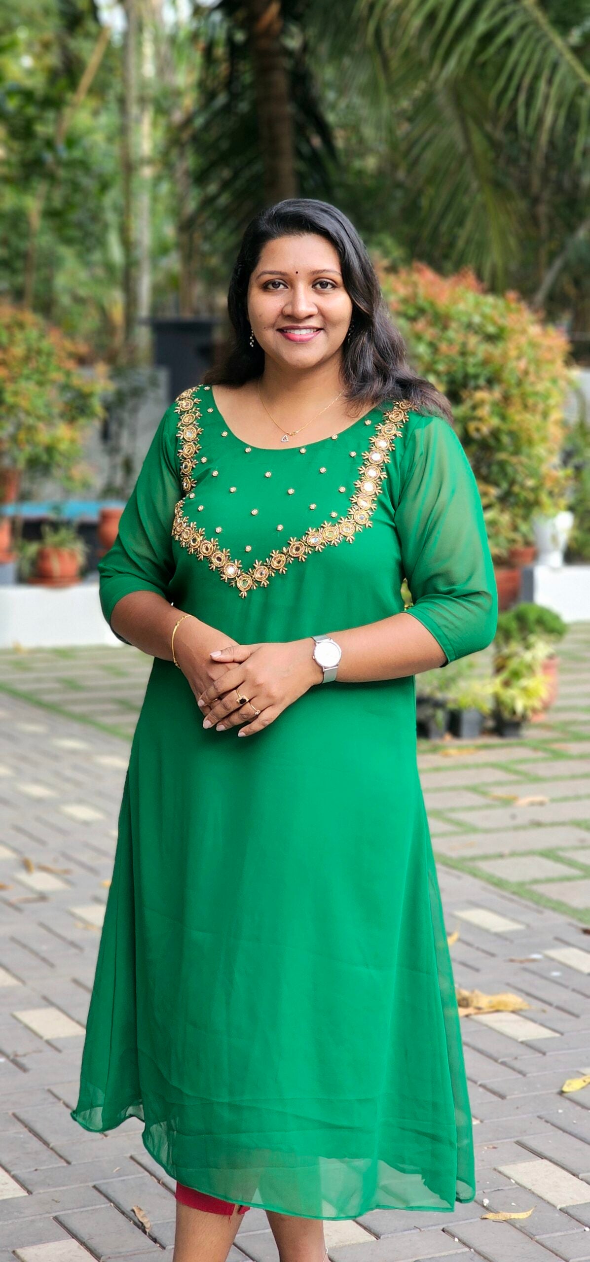 Imaara Green Georgette Mirror Handworked Kurti image 0
