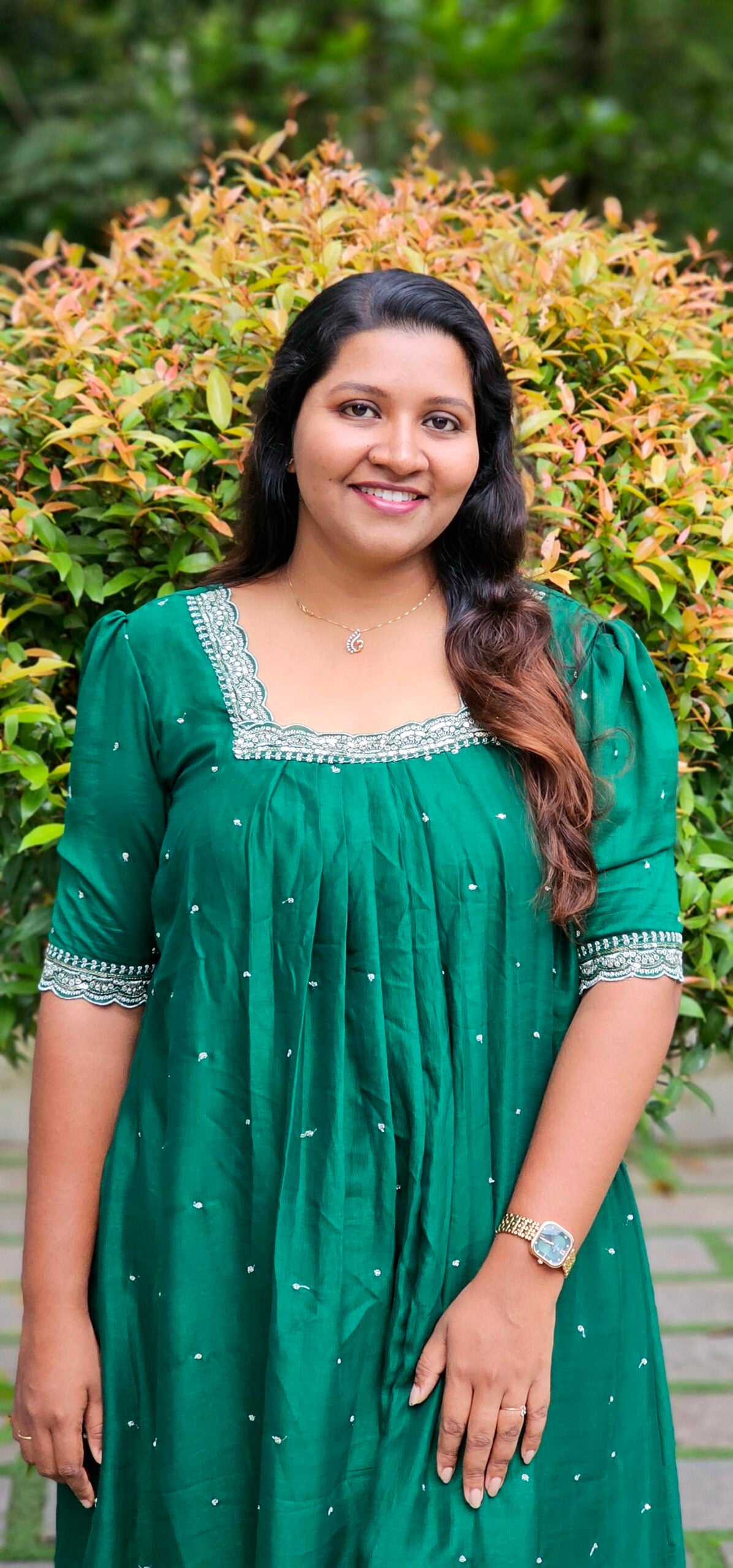 Moha Green  Vichithra Silk Pleated Kurti image 1