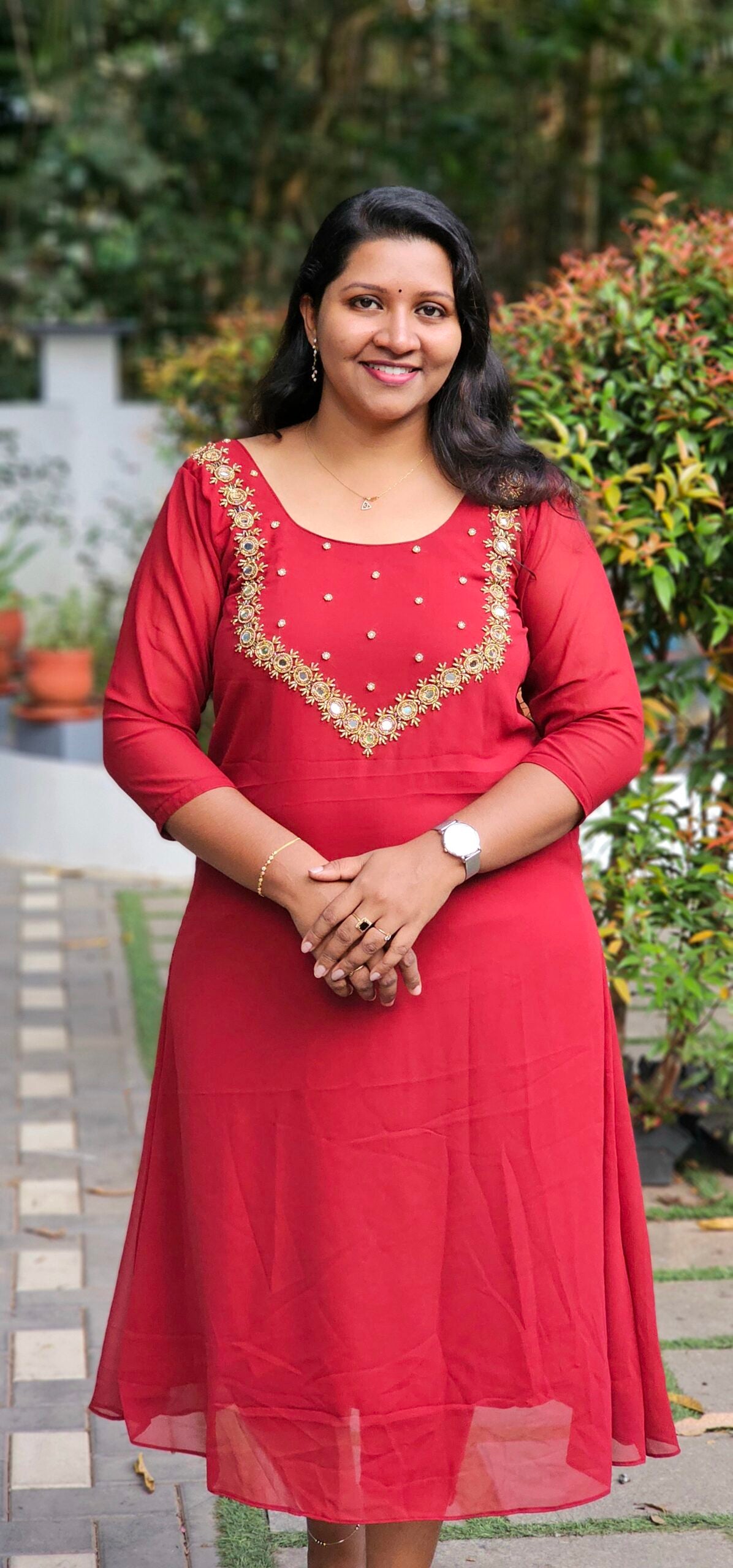 Imaara Red Georgette Mirror Handworked Kurti image 1