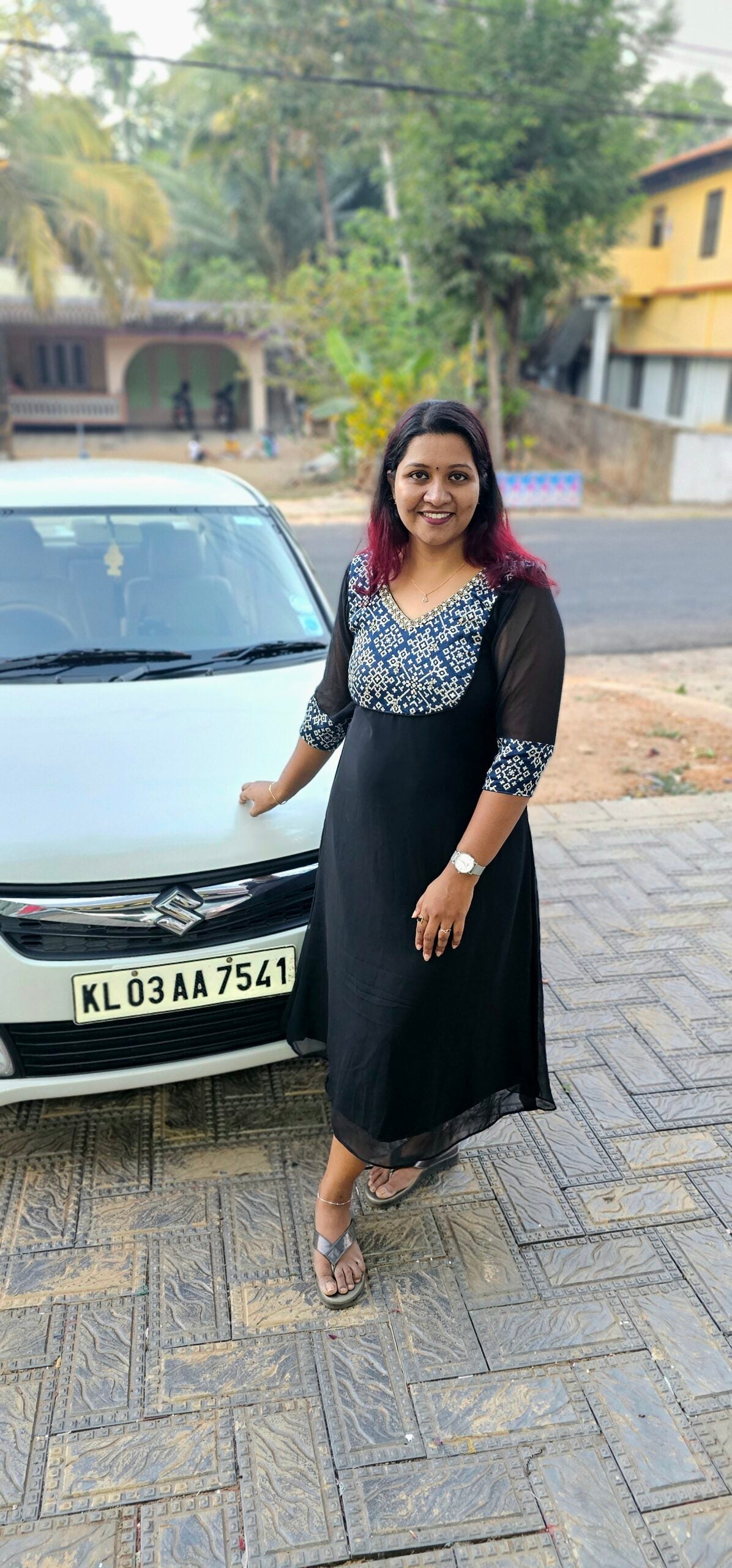 ‘Hima’ Black Georgette Mashru Yoke Kurti – Jhanvi Fashions image 1