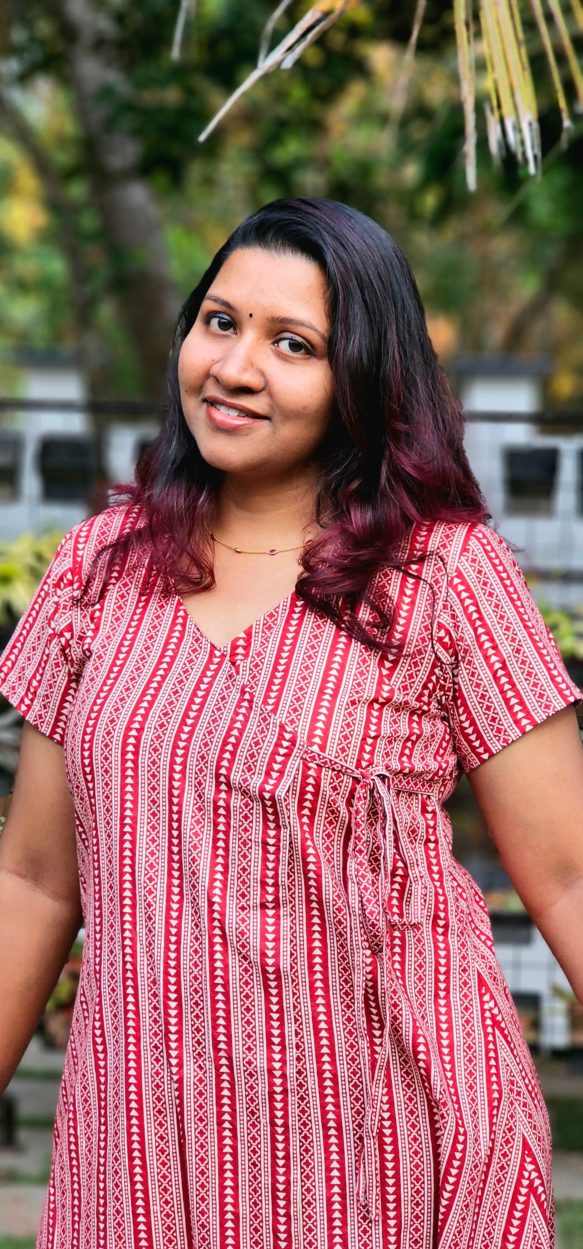 Mili  linear print cotton wrap kurti