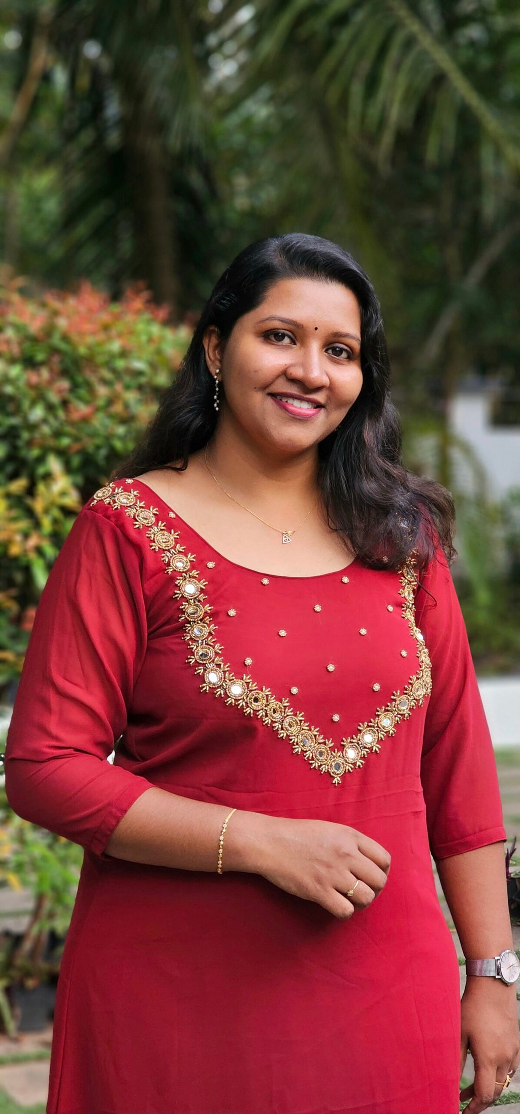 Imaara Red Georgette Mirror Handworked Kurti image 0