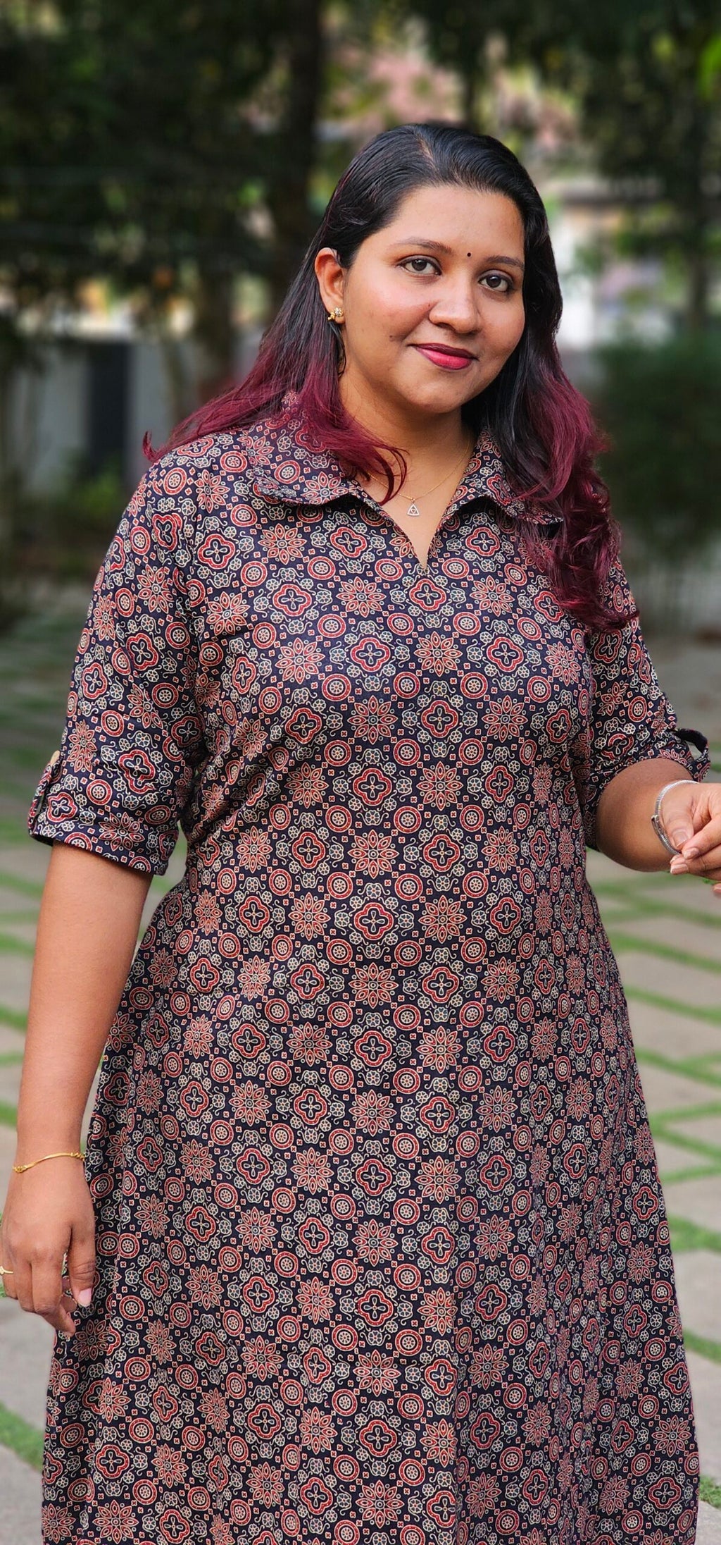 'Ajraa' Navy Cotton Shirt Collar Dress image 0