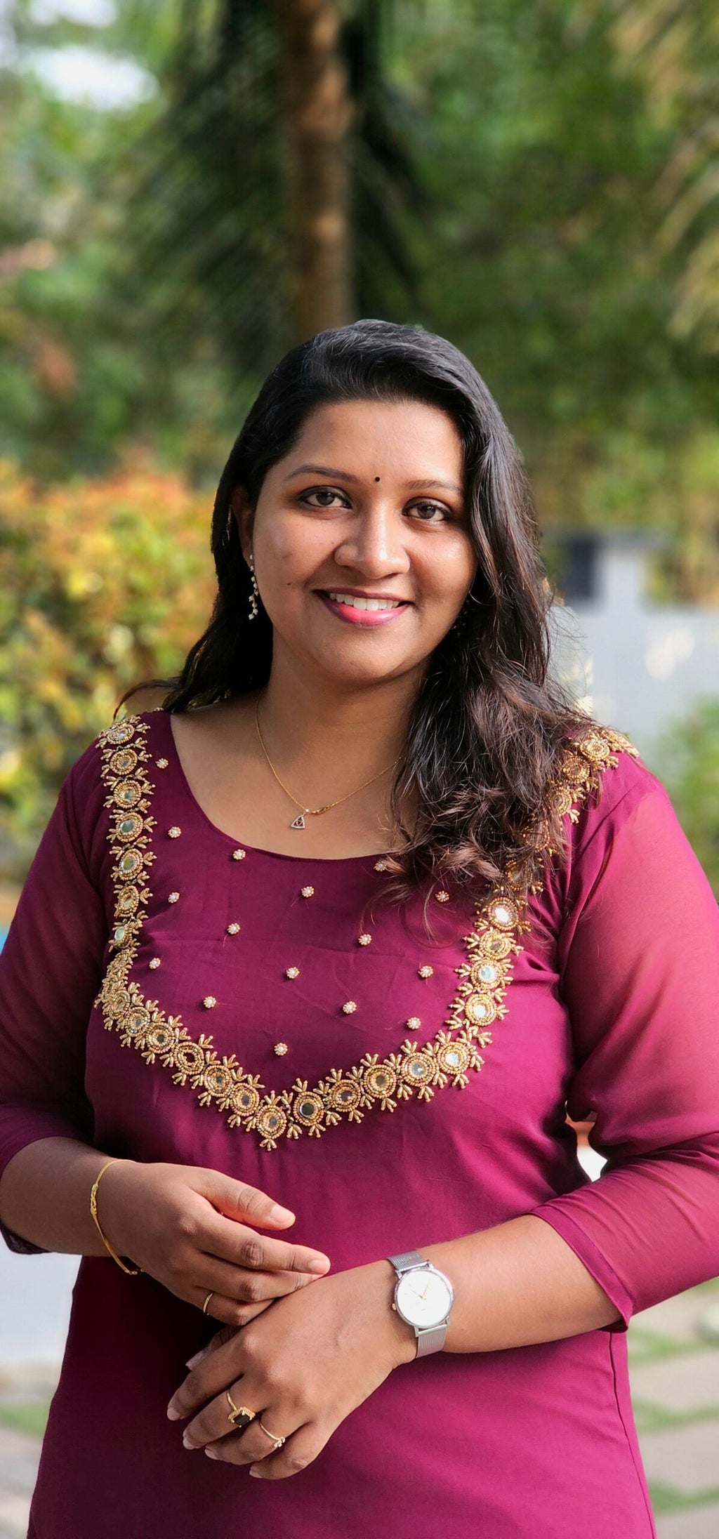 Imaara Wine Georgette Mirror Handworked Kurti image 0