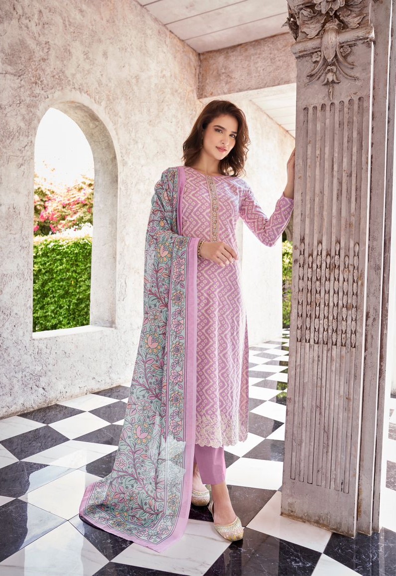 Pink Cambric Cotton Churidar Material with Daman Embroidery - Jhanvi  Fashions