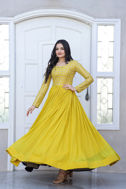 Yellow Color Party Wear Gown :: ANOKHI FASHION