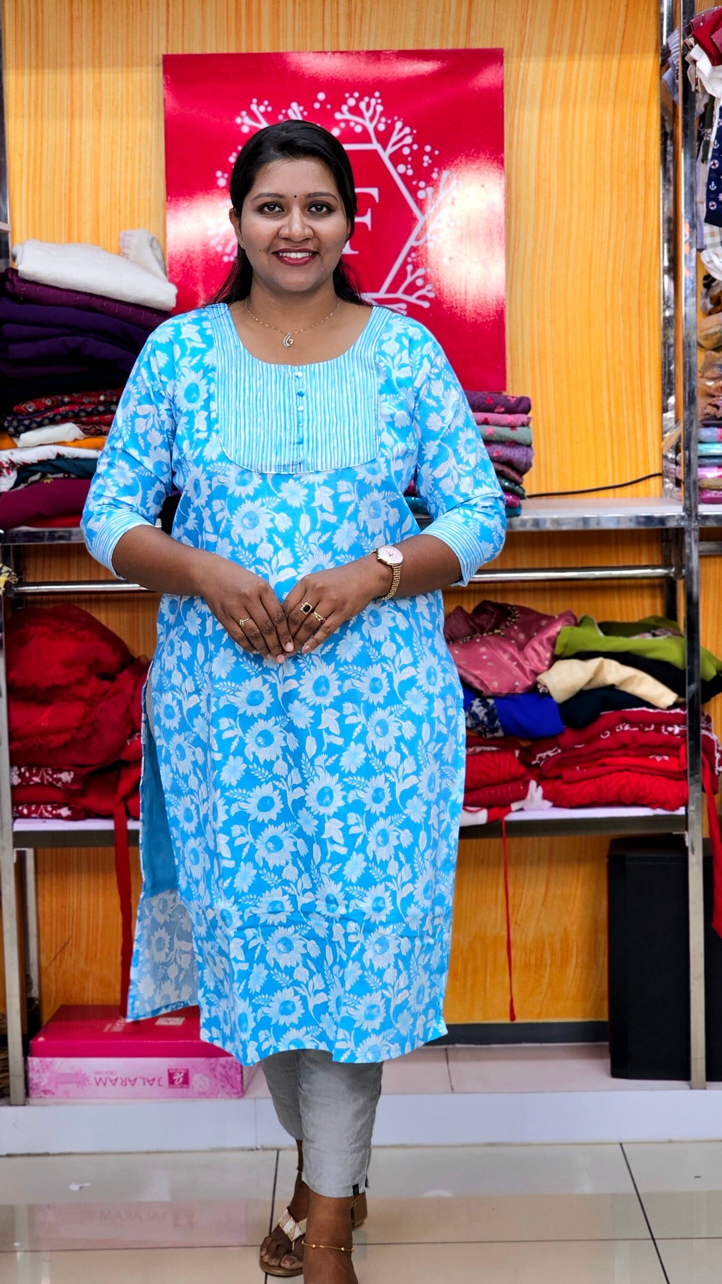 Sky Blue Color Cotton Top (T.L.46')  and Parallel Pant (P.H..37') Only